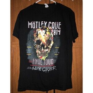 Motley Crue The Final Tour 2014 Shirt Alice Cooper Mens M VTG Delta Distressed